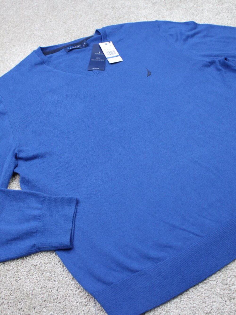 Nautica Navtech Sweater NWT Mens XL Blue Limoges V-Neck Stretch L/S Pullover - Picture 5 of 11